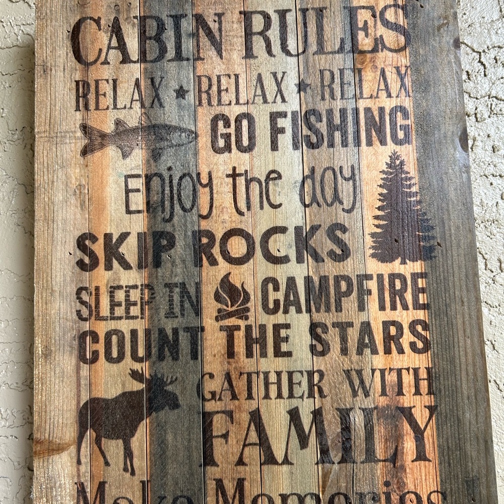 Rustic Cabin Rules Wooden Sign